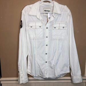 A Prodigee Cream Mens Button Front Shirt Size XL NWT